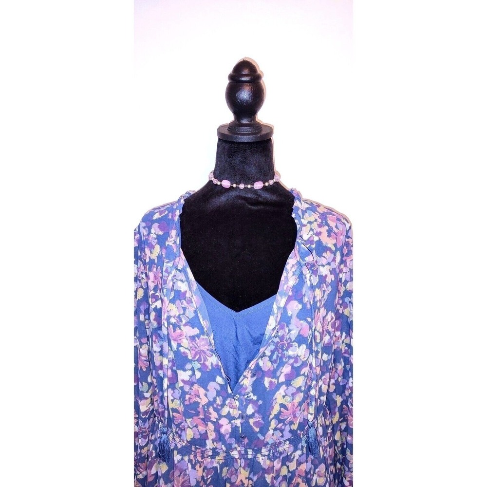 Cottage Boho Floral Maxi Dress with Separate Slip - Elastic Waist Easter - M